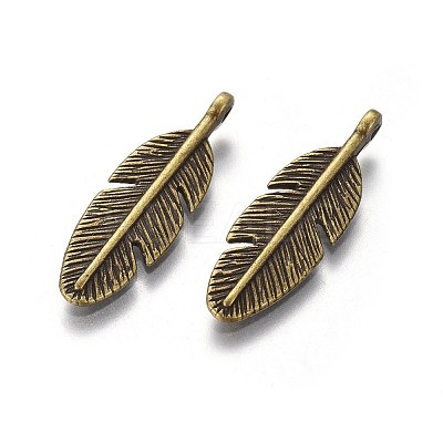 Tibetan Style Alloy Feather Pendants LS-TIBEP-1360-AB-FF-1