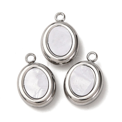 304 Stainless Steel Resin Pendants STAS-P406-15E-P-1
