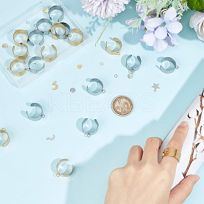 DIY Moon & Star & Shell & Heart Charms Cuff Ring Making Kits DIY-DR0001-23-1