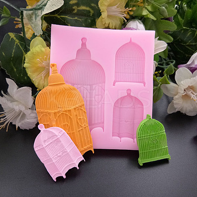 Birdcage Shape DIY Food Grade Silicone Molds AJEW-P046-27-1