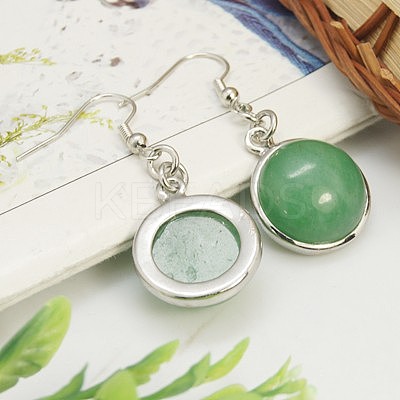Fashion Natural Green Aventurine Earrings EJEW-E003-6-1