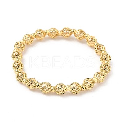 Brass Round Beaded Stretch Bracelets for Women BJEW-B148-04A-G-1