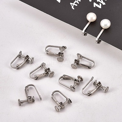 Tarnish Resistant 304 Stainless Steel Clip-on Earring Settings X-STAS-Q227-01-1