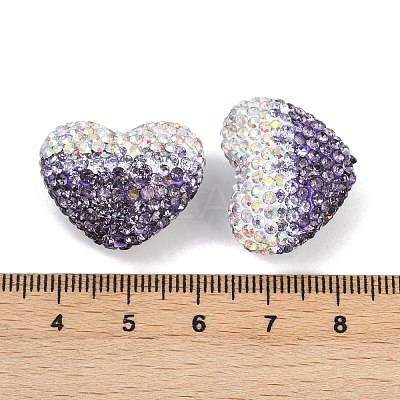 Gradient Color Heart Shaped Polymer Clay Rhinestone Beads CLAY-NH0002-03G-1