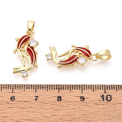 Brass Micro Pave Cubic Zirconia and Enamel Pendants KK-T074-67G-03-1