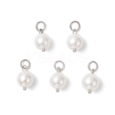 Shell Pearl Round Charms PALLOY-JF04476-02-1