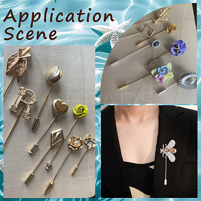 100Pcs Brass Brooch Findings MAK-SC0001-31-1