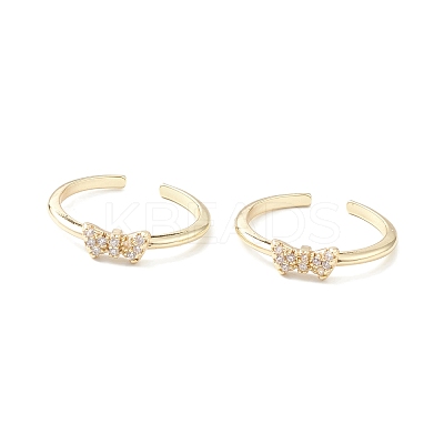 Clear Cubic Zirconia Butterfly Open Cuff Ring RJEW-C056-09G-1