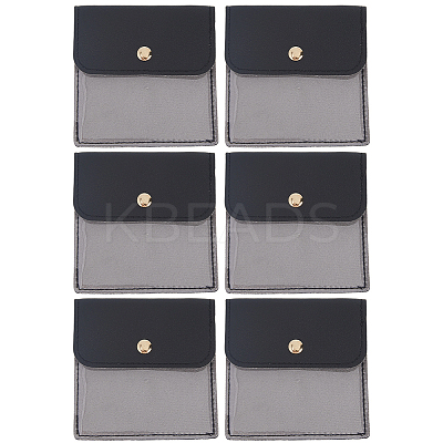 6Pcs PU Leather Jewelry Storage Bags with Iron Button ABAG-CL0001-22B-1