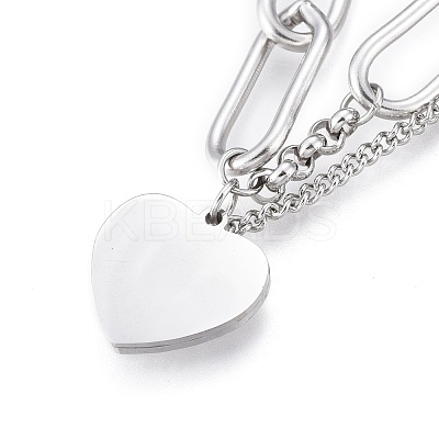 304 Stainless Steel Charm Bracelets BJEW-K219-04P-1