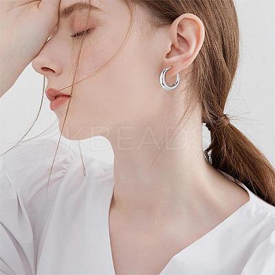 Crescent Moon Chunky Stud Earrings Half Hoop Earrings Open Oval Drop Earrings Teardrop Hoop Dangle Earrings Pull Through Hoop Earrings Statement Jewelry Gift for Women JE1089B-1