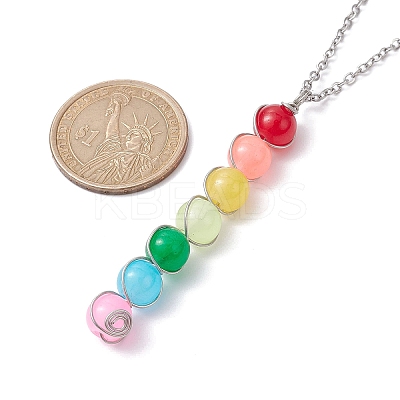 Colorful Glass Round Beaded Pendant Necklaces NJEW-JN04581-02-1
