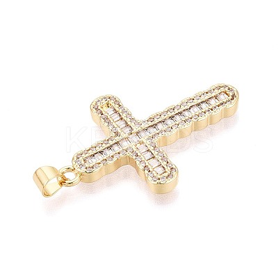 Brass Micro Pave Clear Cubic Zirconia Pendants KK-N268-92G-1