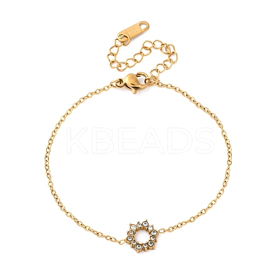 Sunflower 304 Stainless Steel Link Bracelets for Women BJEW-R027-01G-1