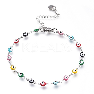 304 Stainless Steel Link Bracelets BJEW-M203-04P-C-1