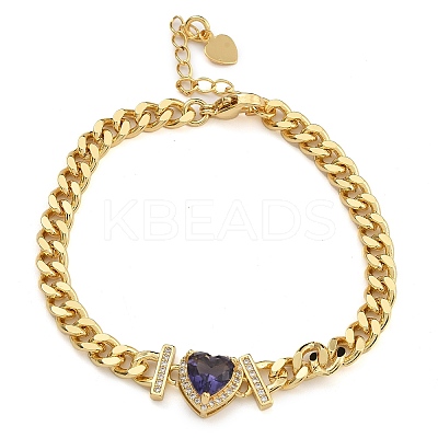 Brass Micro Pave Cubic Zirconia Bracelets BJEW-K261-03G-1