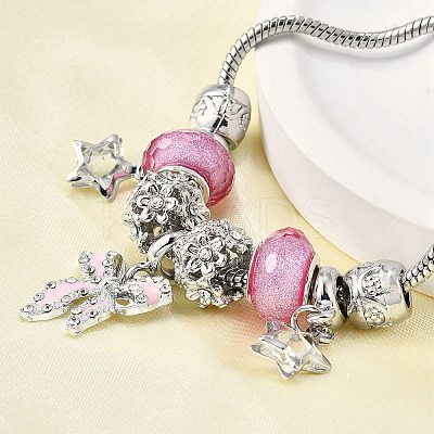 Alloy Enamel European Beads Charm Bracelets BJEW-F495-22P-1
