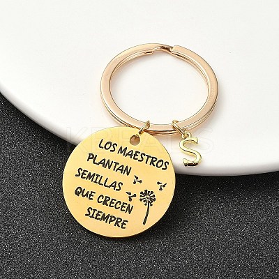 201 Stainless Steel & Brass Letter Keychain KEYC-YW00095-19-1
