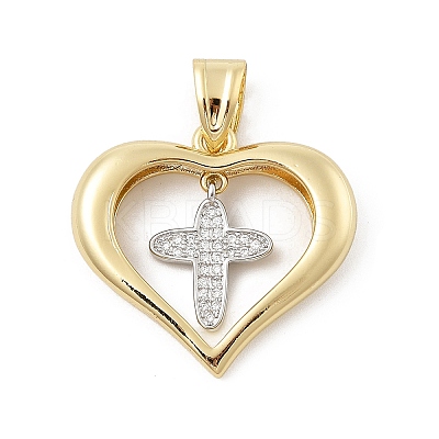 Brass Micro Pave Cubic Zirconia Pendants KK-U047-23G-04-1