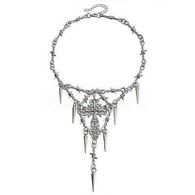 Gothic Style lloy Spike and Cross Bib Necklaces for Women FS-WGA9465-01-1