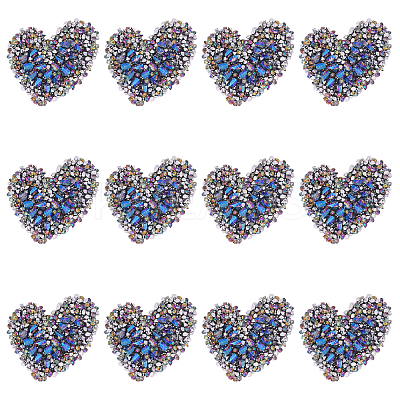 12Pcs Glitter Resin Hotfix Rhinestone(Hot Melt Adhesive On The Back) PATC-CA0001-15-1