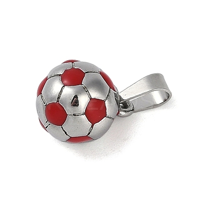 Trendy Necklace Findings 304 Stainless Steel FootBall/Soccer Ball Pendants STAS-L012-B01P-04-1