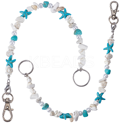 2Pcs 2 Styles Ocean Theme Synthetic Turquoise Pendant Decorations HJEW-SC0002-28B-1