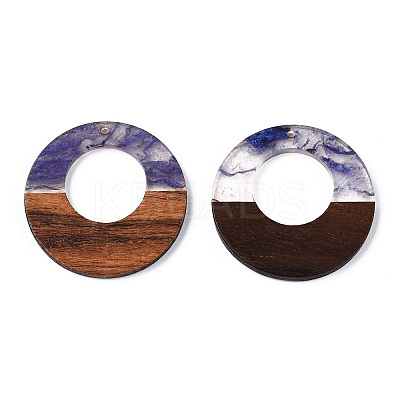 Transparent Resin & Walnut Wood Pendants LS-RESI-ZX017-46-1