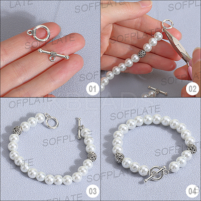 140Pcs 2 Colors Tibetan Style Alloy Toggle Clasps FIND-SP0001-22-1