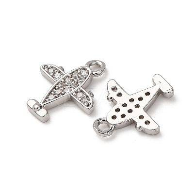 Brass Micro Pave Clear Cubic Zirconia Charms ZIRC-L105-15P-1