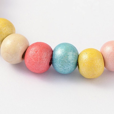 Children's Day Gift Dyed  Round Wood Beaded Kids Stretch Bracelets BJEW-JB02014-1