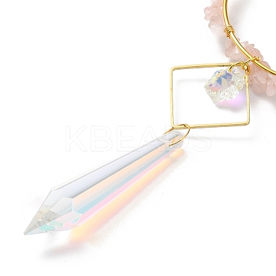 Natural Rose Quartz Chips Hanging Ornaments G-Z051-01C-1