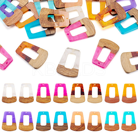 16Pcs 8 Colors Resin & Wood Pendants RESI-TA0003-72-1