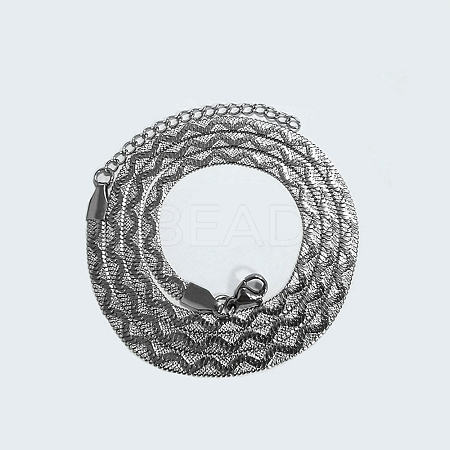 Non-Tarnish 304 Stainless Steel Herringbone Chain Necklaces NJEW-P282-03P-1