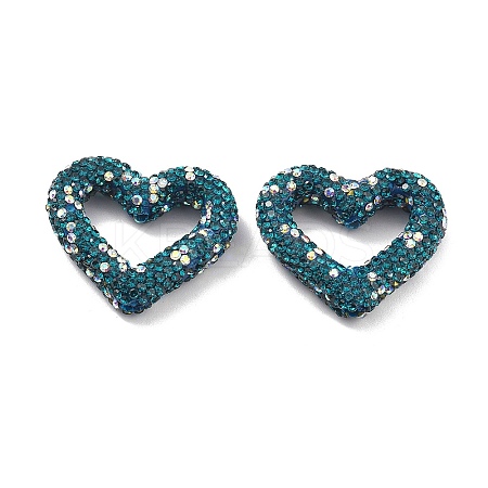 Heart Shape Polymer Clay Rhinestone Beads CLAY-NH0001-09B-01-1
