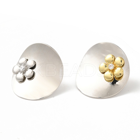 Rack Plating Brass Micro Pave Clear Cubic Zirconia Stud Earrings EJEW-B062-06B-PG-1