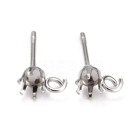 Non-Tarnish 304 Stainless Steel Stud Earring Settings LS-STAS-B004-02P-B-1