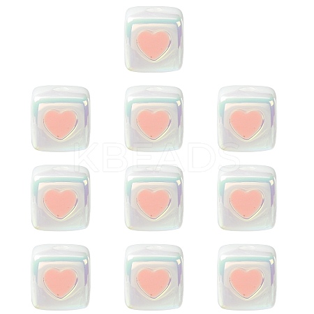 10Pcs Opaque Acrylic Enamel Beads ACRC-FS0001-02G-1