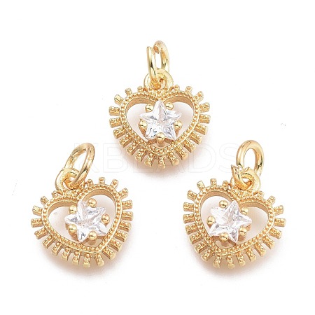 Brass Micro Pave Cubic Zirconia Pendants KK-P187-04G-1