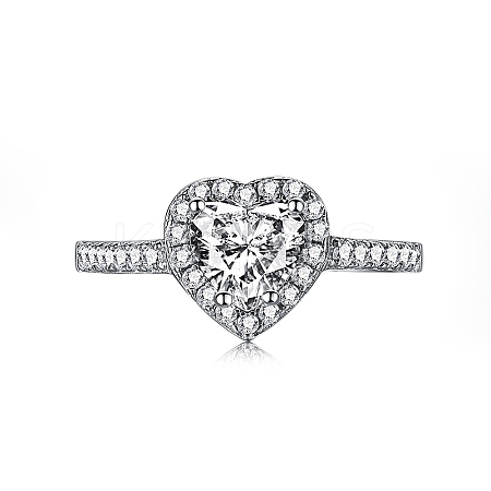 Rhodium Plated 925 Sterling Silver Finger Rings RJEW-A019-45B-01P-1