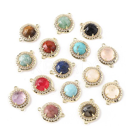Natural & Synthetic Mixed Gemstone Faceted Connector Charms G-H323-03G-1