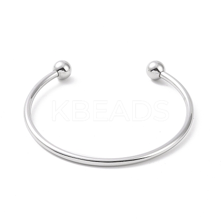 Non-Tarnish Screw End Ball 304 Stainless Steel Wire Open Cuff Bangle LS-BJEW-F435-02P-1