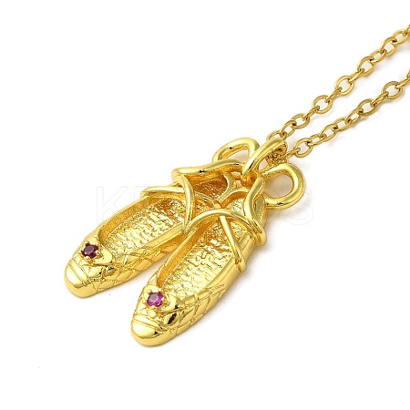 304 Stainless Steel Cubic Zirconia Pendant Necklaces NJEW-Q347-01F-1
