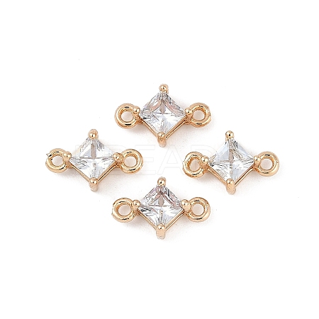 Brass Pave Glass Rhombus Links Connector Charms GLAA-Q088-001E-1