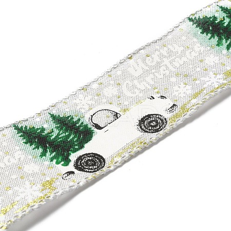 Christmas Theme Polyester Imitation Linen Ribbon LS-OCOR-M008-01C-1