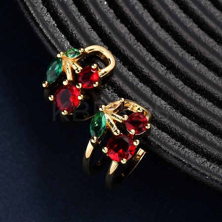 Brass Micro Pave Cubic Zirconia Cuff Earrings EJEW-D328-06G-03-1