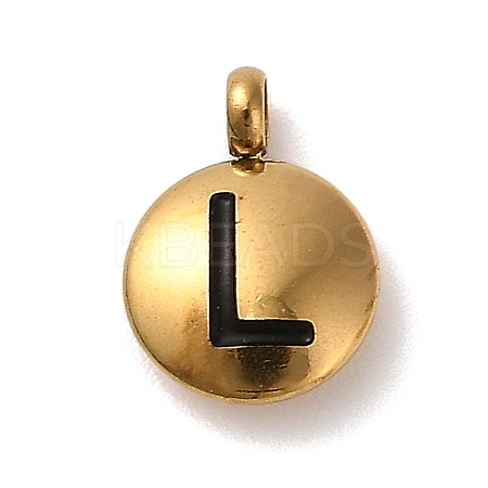 304 Stainless Steel Black Enamel Charms STAS-R009-01G-L-1