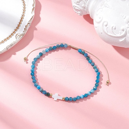 Natural Apatite Beaded Braided Bead Bracelets for Women BJEW-JB12211-03-1