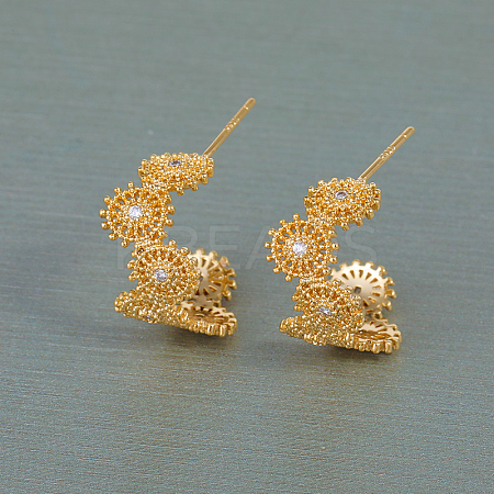 European American Style Hollow C-shaped Brass Stud Earrings XU5505-1