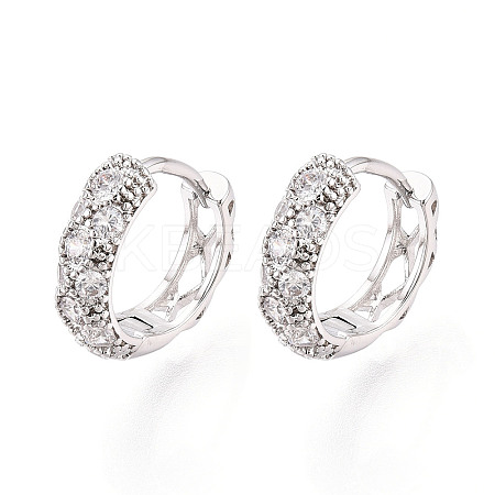 Brass Micro Pave Clear Cubic Zirconia Hoop Earrings EJEW-T048-45P-1